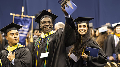 graduating Pitt students at commencement ceremony